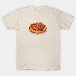 Cute Beaver Sleeping Cartoon T-Shirt